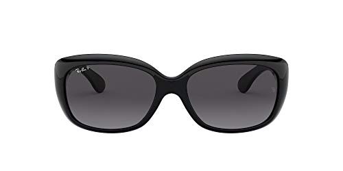 Ray-Ban Women's RB4101F Jackie Ohh Asian Fit Sunglasses, Black/Polarized Grey Gradient, 58 mm