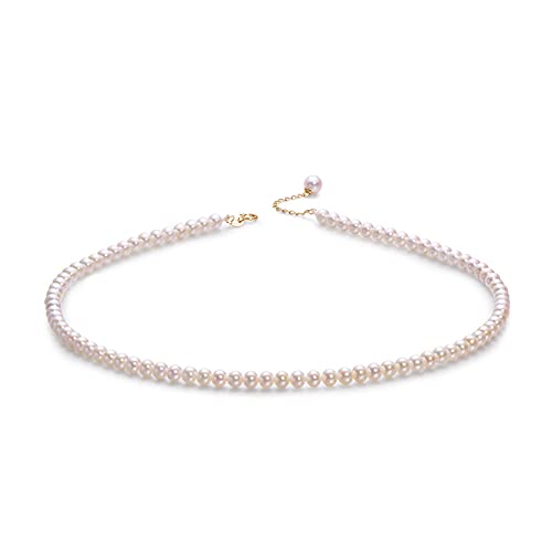 Safety Certification White Freshwater Cultured Pearl Necklace For Women In 15 Inch Length With 18k G