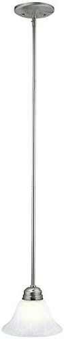 Design House 511634 Millbridge Traditional 1-Light Indoor Dimmable Mini Pendant with Alabaster Glass Shade for Kitchen island bar Bar, Satin Nickel