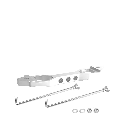 AICEL Battery Hold Down Sets, Billet Aluminum Alloy Car Battery Tie Down Bracket, Automotive Crossbar Holder Lock Mount with Galvanized Iron J Bolts, Car Accessories for Most Vehicles (Silver)