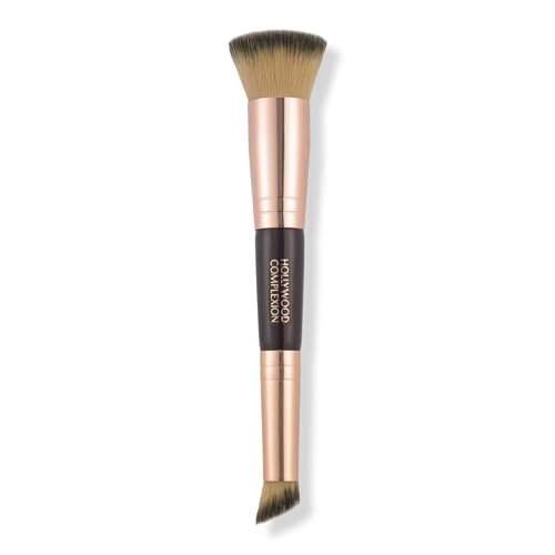 Charlotte Tilbury Hollywood Complexion & Foundation Brush - 2-in-1 Contour & Foundation Makeup Brush with No-Shed Synthetic Fibers - Flawless Base & Precision Blending Tool