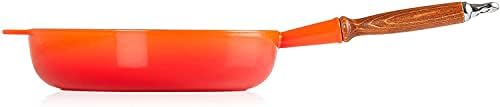 Le Creuset Signature Cast Iron Sauté Pan With Large Frying Area and Cool-Touch Wooden Handle, For All Hob Types, 28 cm, Volcanic, 200592809