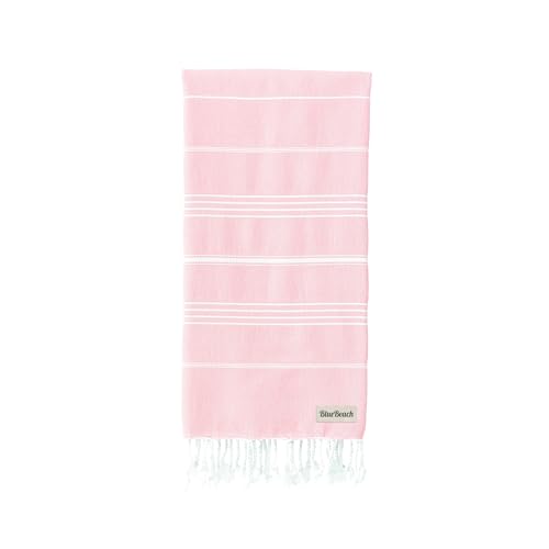 Blue Beach Turkish Towel - Toalla turca grande de 100 x 180 cm, súper absorbente, de secado rápido, sin arena, ligera, compacta para natación, baño, gimnasio, sauna y viajes (rosa)