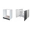 Berlenus CP8HG Unterschrank Spülenschrank, 80 cm, glänzend, Grau & CF6BG Küchenunterschrank, 1 Tür, 60 cm, Hochglanz Grau