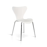 MilaniHome.it - Sedia Moderna Di Design Bianca Struttura In Metallo Seduta E Schienale Mdf Per Arredo Cucina Sala Da Pranzo Ristorante Bar