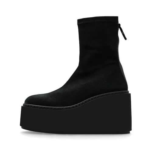 Women's Stretchy Platform Wedge Heel Ankle Boots Closed Toe High Heel Back Zippers Booties Daily Working Office Shoe Size 4-16 US2