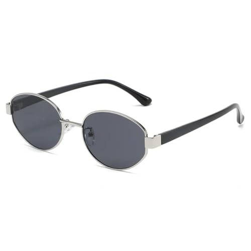 Lunettes de soleil ovales femmes et hommes tendance rétro métal anti UV400