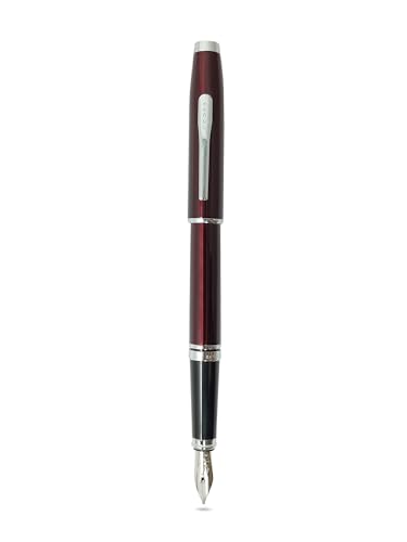 Image of Cross Coventry Red Lacquer Fountain Pen with Polished Chrome Trim - Fine Nib, Refillable, Luxury Gift Box