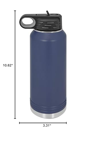 Polar Camel 32 oz Stainless Steel Water Bottle with Flip Top Lid and Straw (Navy Blue)