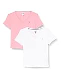 Tommy Jeans Damen TJW 2PACK Slim Soft V Neck Tee Pullover, White/Pink, M
