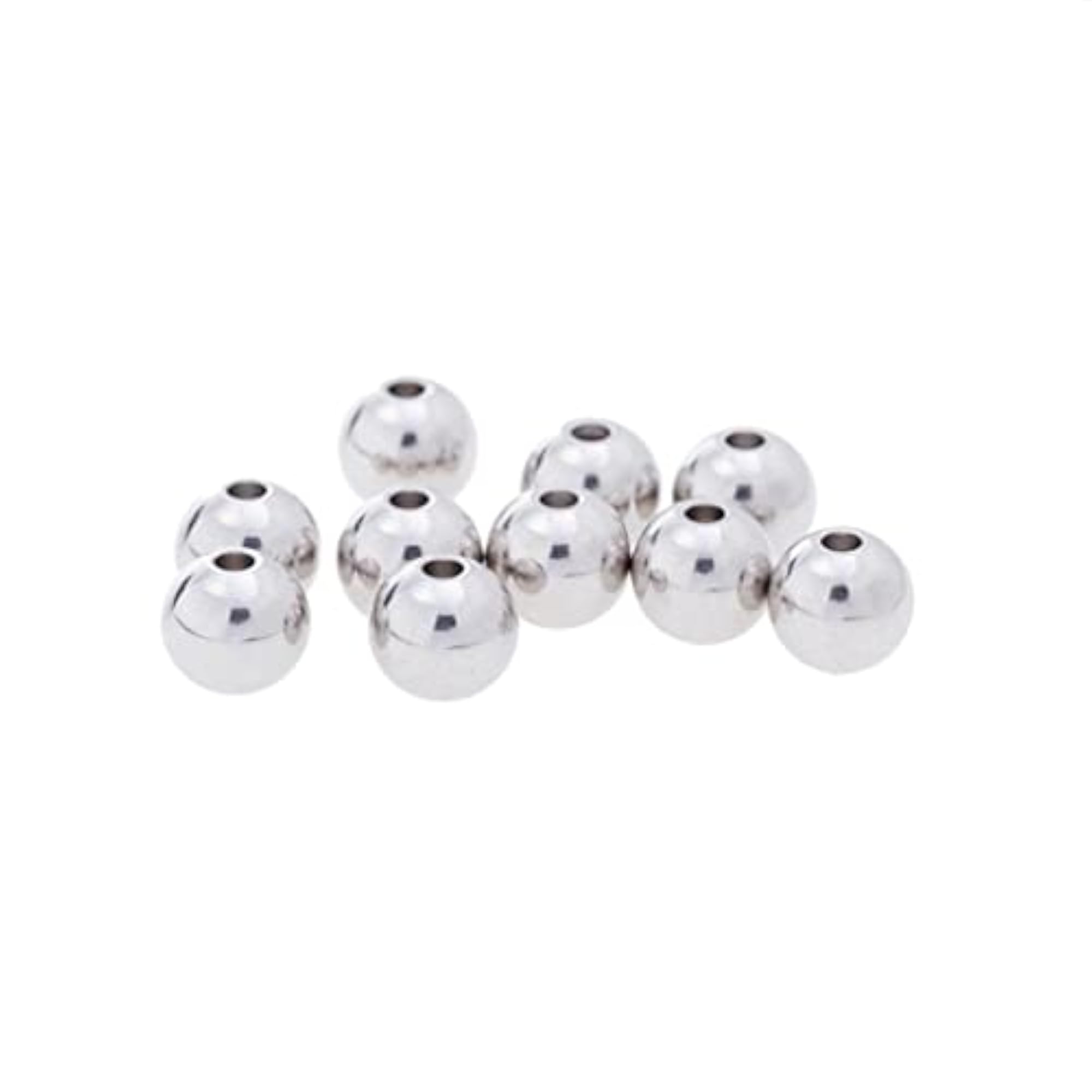 10x50Pcs Silver Stainless Steel Round Spacer Beads DIY Jewelry Making