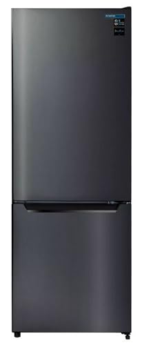 INFINITON Frigorifico Combi FGC-210C14DEK, 205 Litros, 144 cm de Altura, E, Fast Freezing, Tirador integrado, Puerta reversible, Acabado DARK INOX