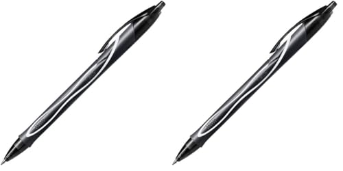 Tratto: 0,3 mm BIC Gel-ocity Quick Dry Clip-on retractable ballpoint Penna Medio, Nero, 0.7 mm (Confezione da 2)