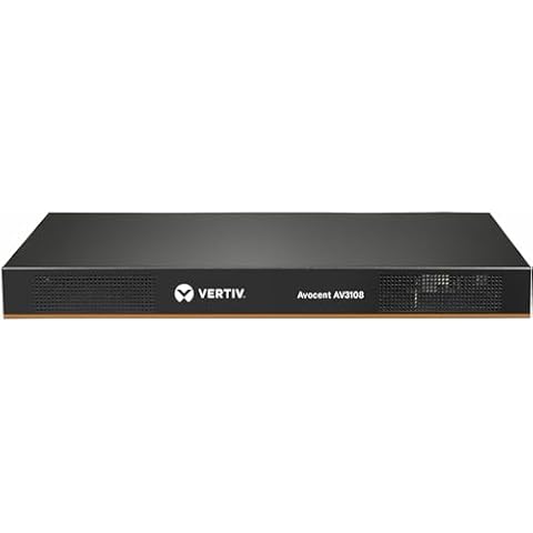 Vertiv Avocent AV3000 Rackmount KVM Over IP Switch, 8 Port KVM switches, Common Access Card (CAC), Local and Remote Access, Centralized Management, VGA, DisplayPort, DVI, HDMI, VGA Cable (AV3108-400) Cover