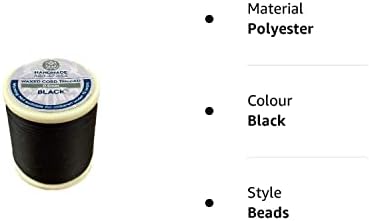 HandmadeAndProud 0.5mm Premium Round Waxed Cord Thread Beading String for Jewellery Making Thread (Black)