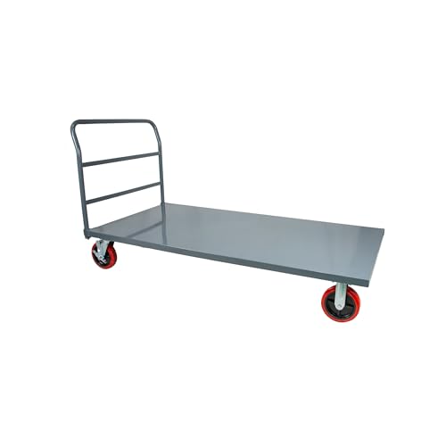 Flatbed Platform Cart Industrial Dolly – Heavy Duty 72” x 36” Hand Push Truck, Super Heavy Duty Flatbed with 2000Lb Capacity & 8'' Swivel Locking Wheels for Commercial Moving