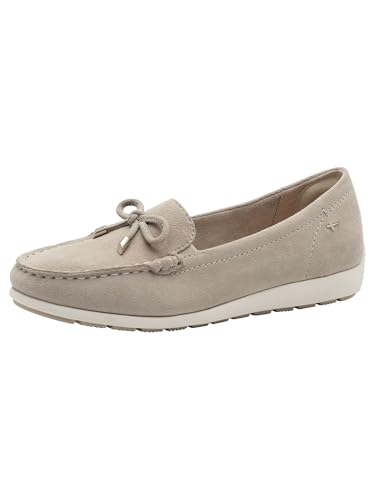 Tamaris Comfort Damen Mokassins aus Leder mit Schleife, Beige (Beige Suede), 40 EU