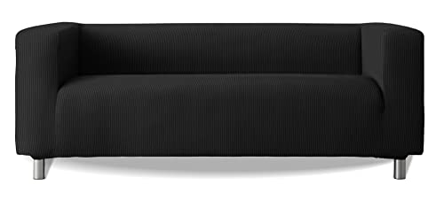 Milica Sofahusse kompatibel mit IKEA Klippan und ähnlichen Sofas mit hohen Armlehnen | Modell Aruba | Hochwertiger Stretch-Stoff, waschbar | Für Haustiere und Kinder geeignet | Farbe Schwarz