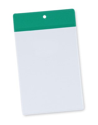 9 x 12 Non-Glare Vinyl Tag Holder with Green Flap and Hang Hole (8 Gauge) (50 Tag Holders) - AB-99-6-09G