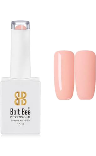 Image of BOLT BEE 15ML Gel Nail Polish 1Pc Clear Pink Glitter Nail Polish Soak Off UV LED Nail Gel Polish Nail Art Starter Manicure Salon DIY at Home, 0.5 OZ (1) (130)
