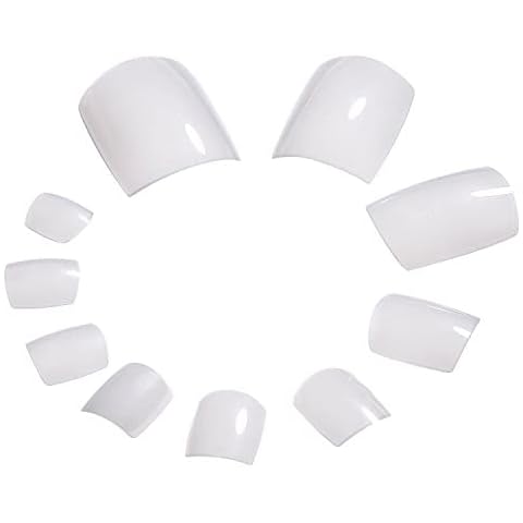 500 Pieces Acrylic False Toenails Natural Full Cover Artificial Square Fake Press On Toenails Extensions - Professional Salon & Home Use Cover