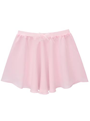 Stelle Girls Ballet Skirt Chiffon Dance Skirt for Girls with Mesh Bowknot Elastic Waist Pull-on Skirts for Ballet (Ballet Pink 6-7Years)