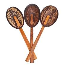 looms & weaves - Coconut Shell Ladles (Small) Set of 3 Wooden Spoons (Made with Coconut Shell and Coconut Wood)