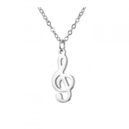 Musical Note Necklace, Left Key Musical Note Silver Necklace. Music Clef Charms, Silver Music Loving Necklace, Silver Musical Note Necklace.