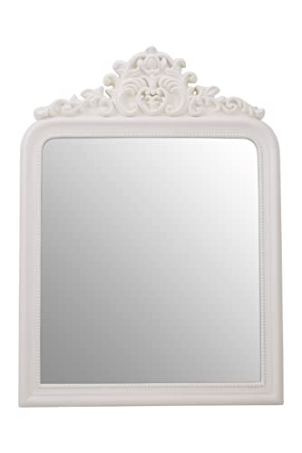 Premier Housewares Wall Mirror/Mirrors For Garden/Bathroom/Living Room With Carving Rectangular Frame/Cream Finish Wall Mounted Mirrors W80 X D6 X H110cm.