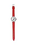 DIKACA Reloj de Pulsera Infantil de Cuarzo Estampado de Bruja de Halloween, Agujas Luminiscentes, Tamaño Mediano y Color Rojo para Niñas, Adecuado para Uso Diario y Obsequio Festivo