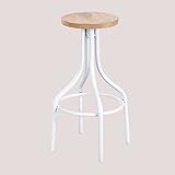 SKLUM Taburete Alto en Madera (75,5 cm) Zyner Hierro - Madera reciclada Blanco