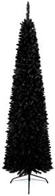 6Ft/1.8m Slim Christmas Tree Artificial Black Pencil Tree 430 Pointed Tips, Metal Stand, Holiday Home Decorations