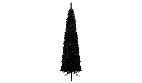 5Ft/1.5m Slim Christmas Tree Artificial Black Pencil Tree 290 Pointed Tips, Metal Stand, Holiday Home Decorations