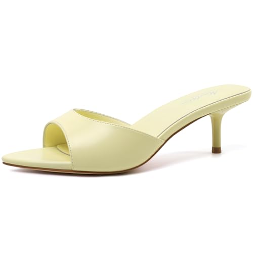 Image of Mostrin Kitten Heels for Women Pointed Toe Vintage Mules Heels Sexy Slip on Stiletto Backless Sandals for Party Wedding Daily
