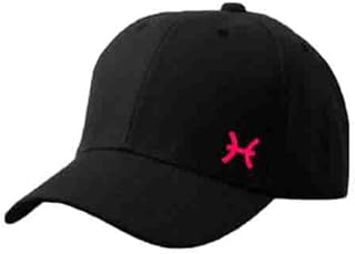 Black Cap with Pisces zodiac Red Color Logo