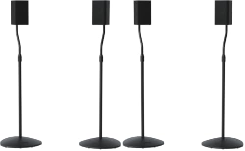 Image of SANUS Speaker Stands Pair for Satellite & Bookshelf Speakers up to 3.5lbs - 10 inch Height Adjustment - Includes L-Shaped Bracket & Keyhole Adapter for Compatibility - Easy DIY Assembly (Pack of 2)