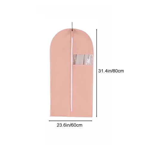 Breathable Hanging Garment Bag with Zipper - Non-Woven Suit Bags for Dresses, Coats & Suits - Pink 55.1in/140cm - Perfect Travel & Storage Solution2