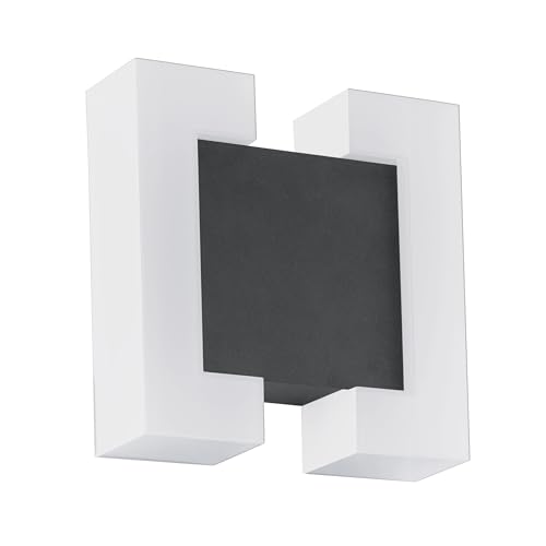 EGLO LED Außen-Wandlampe Sitia, 2 flammige Außenleuchte, Wandleuchte aus verzinktem Stahl und Kunststoff, Farbe: Anthrazit, weiß, IP44 EGLO LED Außen-Wandlampe Sitia, 2 flammige Außenleuchte, Wandleuchte aus verzinktem Stahl und Kunststoff, Farbe: Anthrazit, weiß, IP44