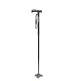 HurryCane Freedom Edition Foldable Walking Cane With T Handle - Enhanced Mobility Support - Patented SteadiGrip Base - Adjustable Height - Lightweight Foldable Design - Black