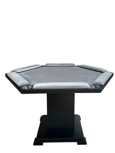 Card Table with Padded Armrests, 110 cm*110cm, Black and Grey, Cup Holders