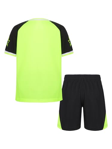 Kids Boys Girls Quickly Dry Football Basketball Uniform Training Suit Short Sleeve T-shirt And Shorts Tracksuit Green 13-14 Years2