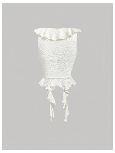 Floerns Women's Y2K Asymmetrical Ruffle Concert Top V Neck Sleeveless Textured Going Out Western Crop Tops2