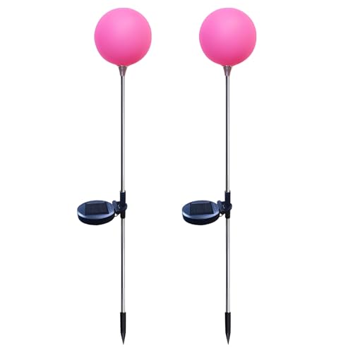 Design a sfera impermeabile, rosa, facile da installare, due luci da giardino, decorazione per prato, luci solari per esterni