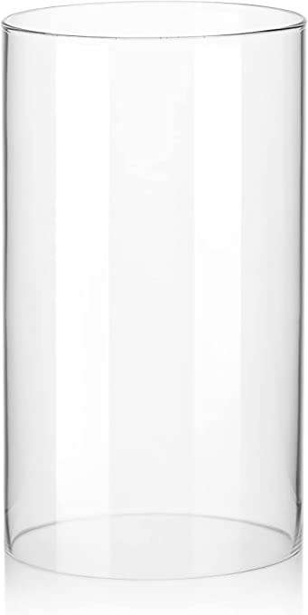Borosilikat Glas Zylinder ohne Boden Ersatz Windlicht Grablicht Anfertigung nach Wunschmaß klar Wandstärke 2,5 mm Außen Durchmesser ca. 8 cm Länge ca. 16 cm