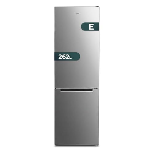 SVAN Frigorífico Combi Inox 2 Puertas, OC18050EI00, Capacidad 262 Litros, Cíclico, Motor Universal, 40dB, Puerta Reversible, Apertura Tipo Uñero, Clasificación Energética E
