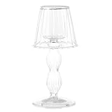 Amosfun Glass Candle Stick Holders Table Lamp Design Clear Crystal Taper Candles Holder Tea Light LE
