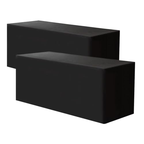 Hstbgdlk 2 Pack Black Fitted Tablecloth for 6 Foot Rectangle Tables, Waterproof Polyester Table Cover, Table Skirt Alternative for Parties, Trade Show, Wedding, Fits 72" x 30" Folding Tables