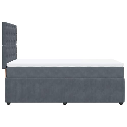 Bodenbettrahmen Tagesbett,Boxspringbett mit Matratze Dunkelgrau 90x190 cm Samt für Kleine Räume, Gästezimmer, und Schlafzimmer – Bild 6