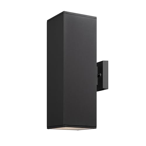 mirrea 18" Modern Outdoor Porch Light in 2 Lights, Matte Black, 1 Pack