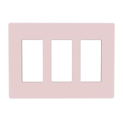 Pink Decorative 3 Gang Triple Decorator Light Switch Cover, Cute Girl Fashion Pretty Unique Light Pink Three Rocker/GFCI Wall Plate Electrical Switch Faceplate Dimmer